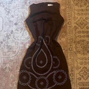 Isaac Mizrahi Brown Dress with Embroidered Eyelet Design